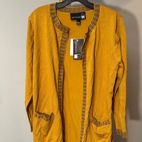 Antthony Mustard Knit cardigan with matching skirt NWT L - Picture 3 of 15